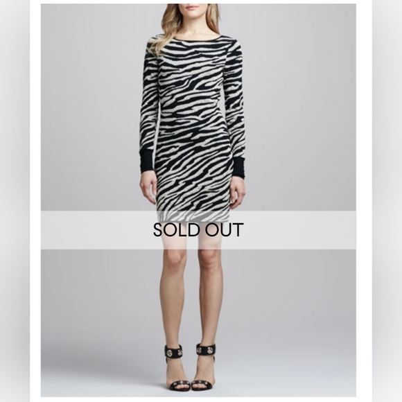 DvF Diane von Furstenberg Evana Gold Animal Print Knit Dress-Small shimmer - Picture 4 of 12